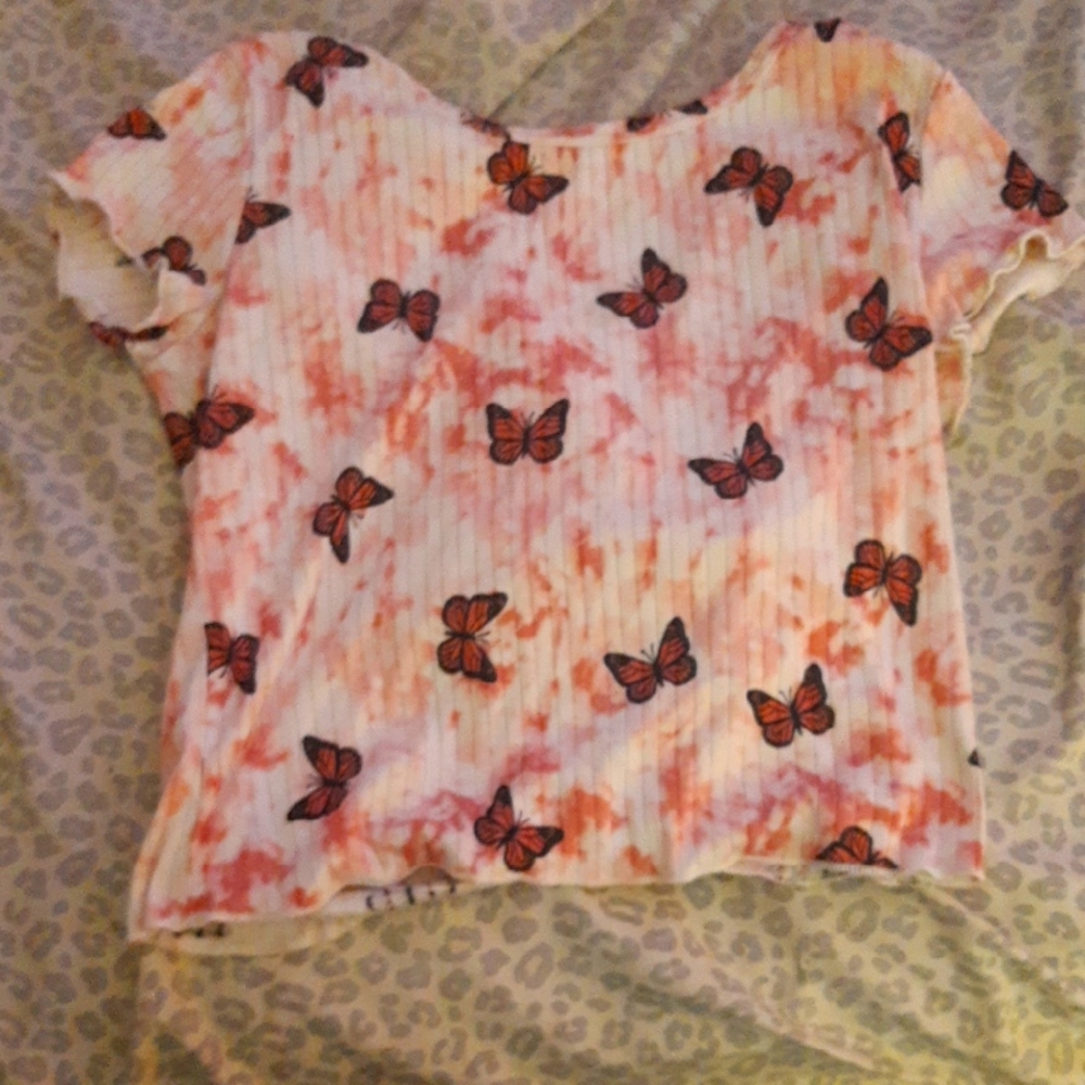 H&M Orange and White Tank Top with Whimsical Design